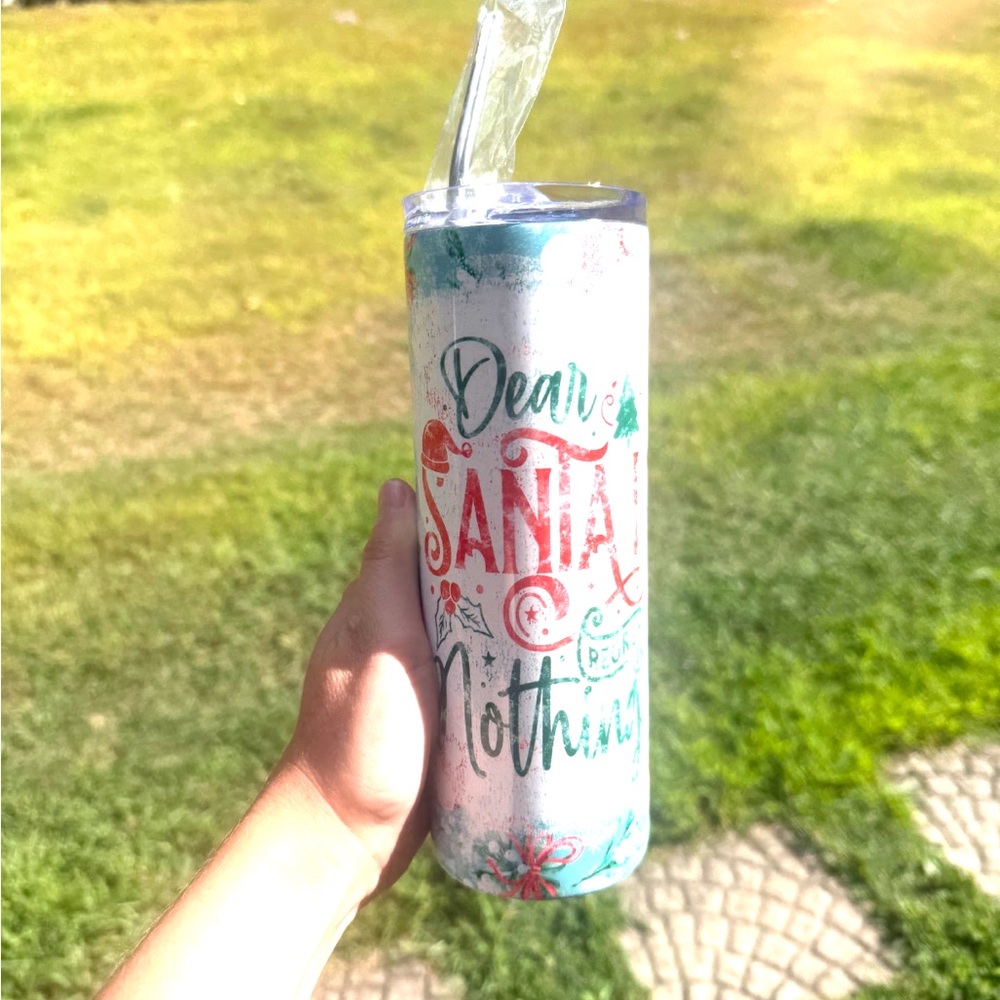 Festive Holiday Tumbler with Straw